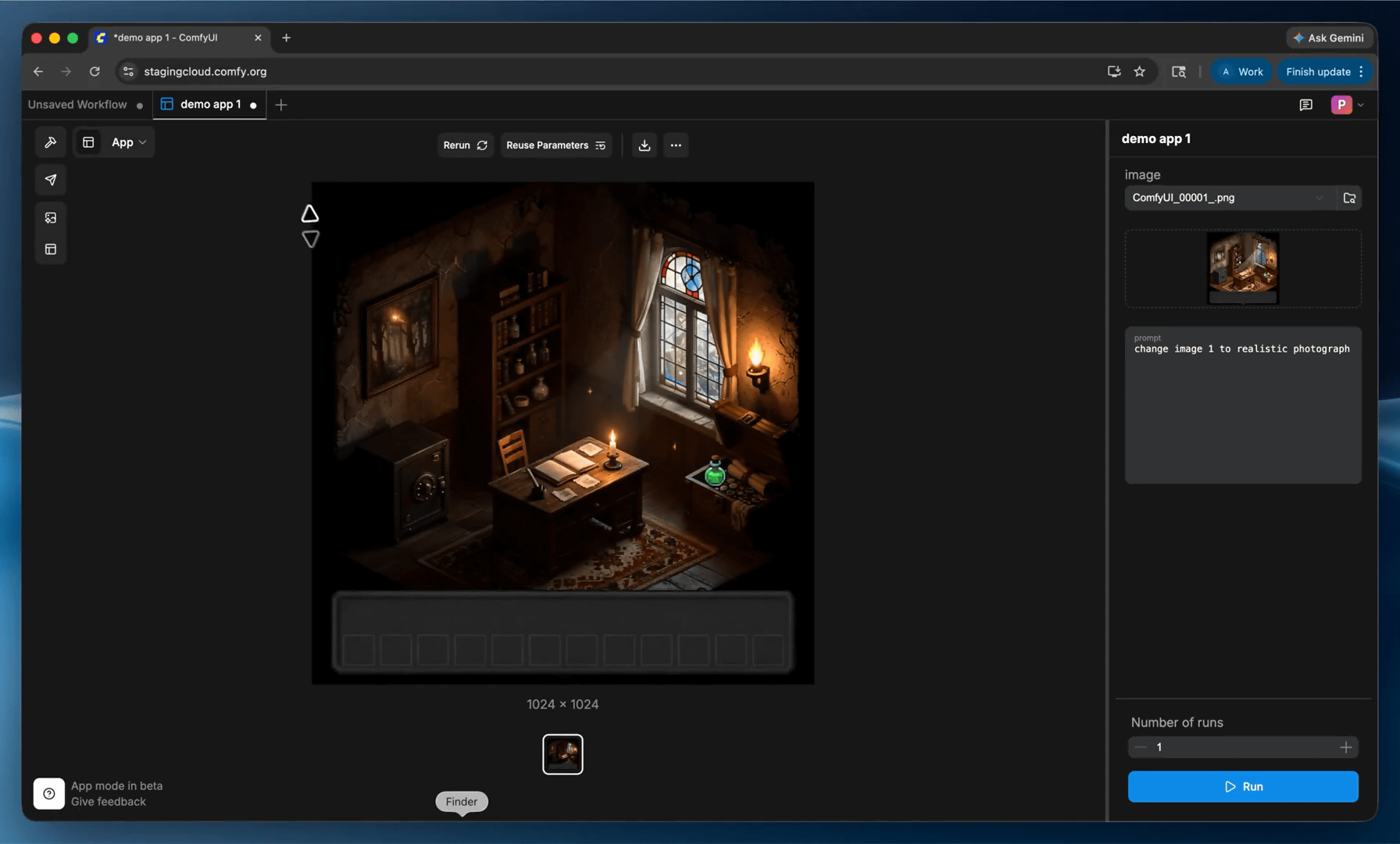 ComfyUI shareable app URL feature