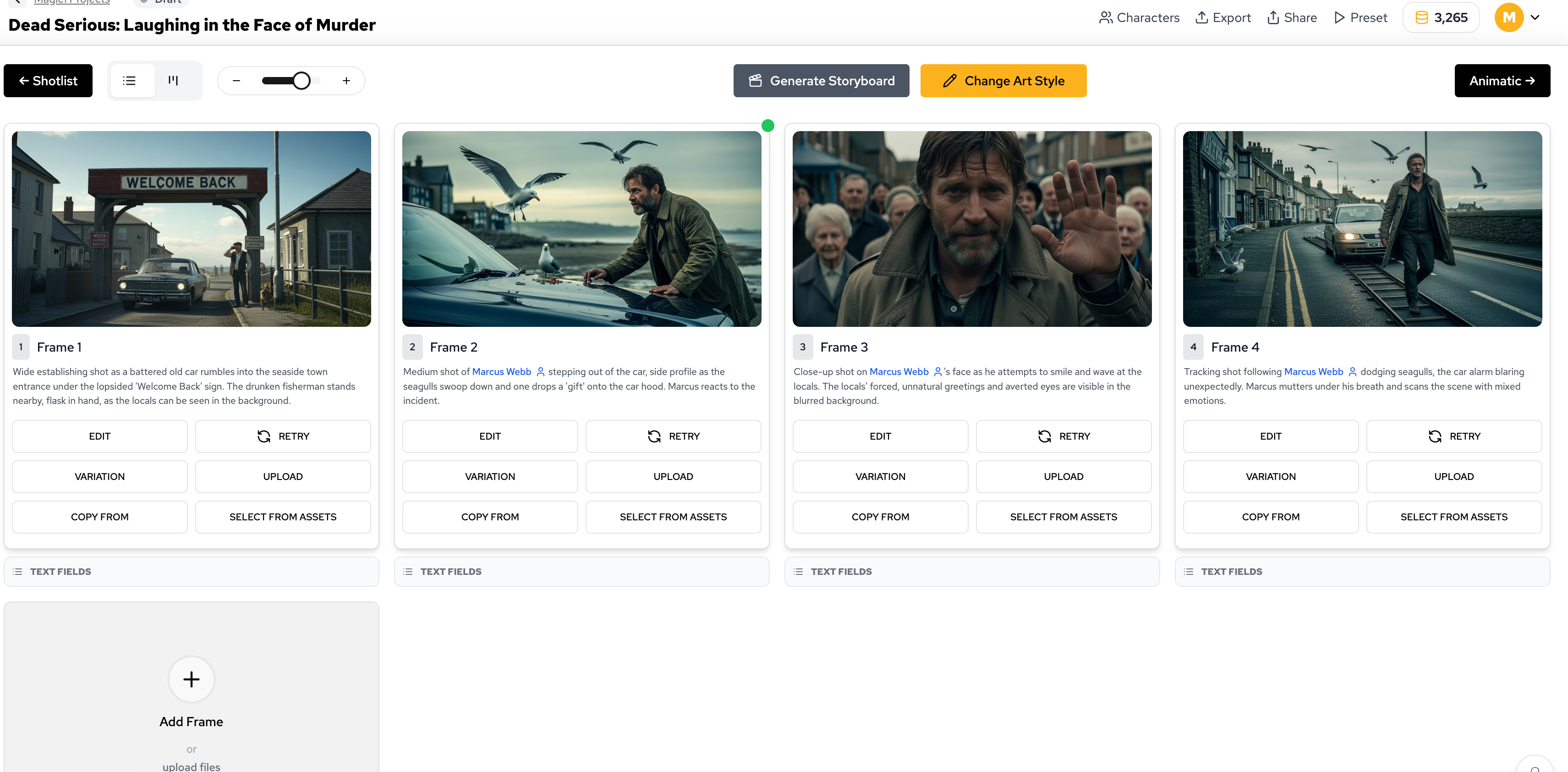 LlamaGen enhanced character consistency engine maintaining uniform character appearance across storyboard panels