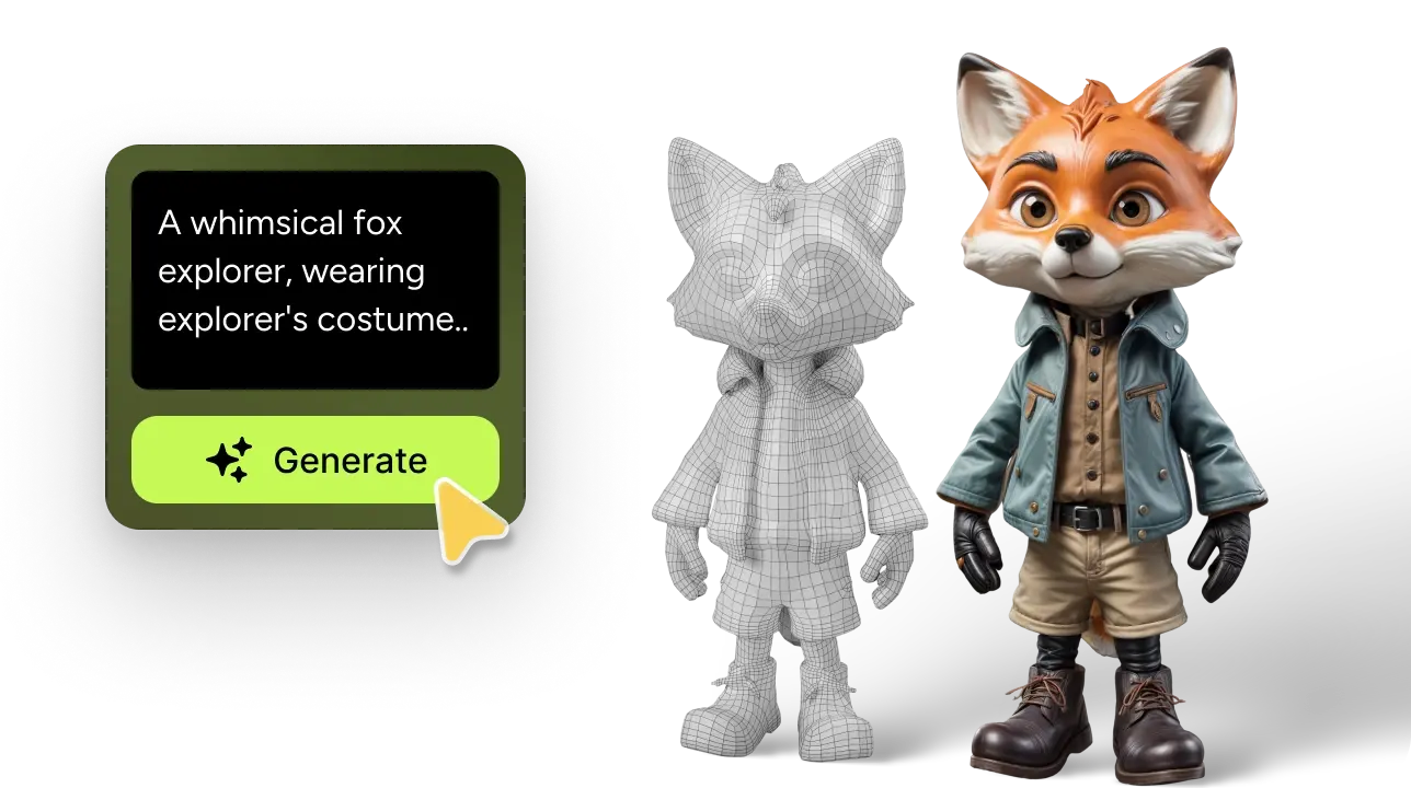 Meshy text-to-3D generation feature showcase