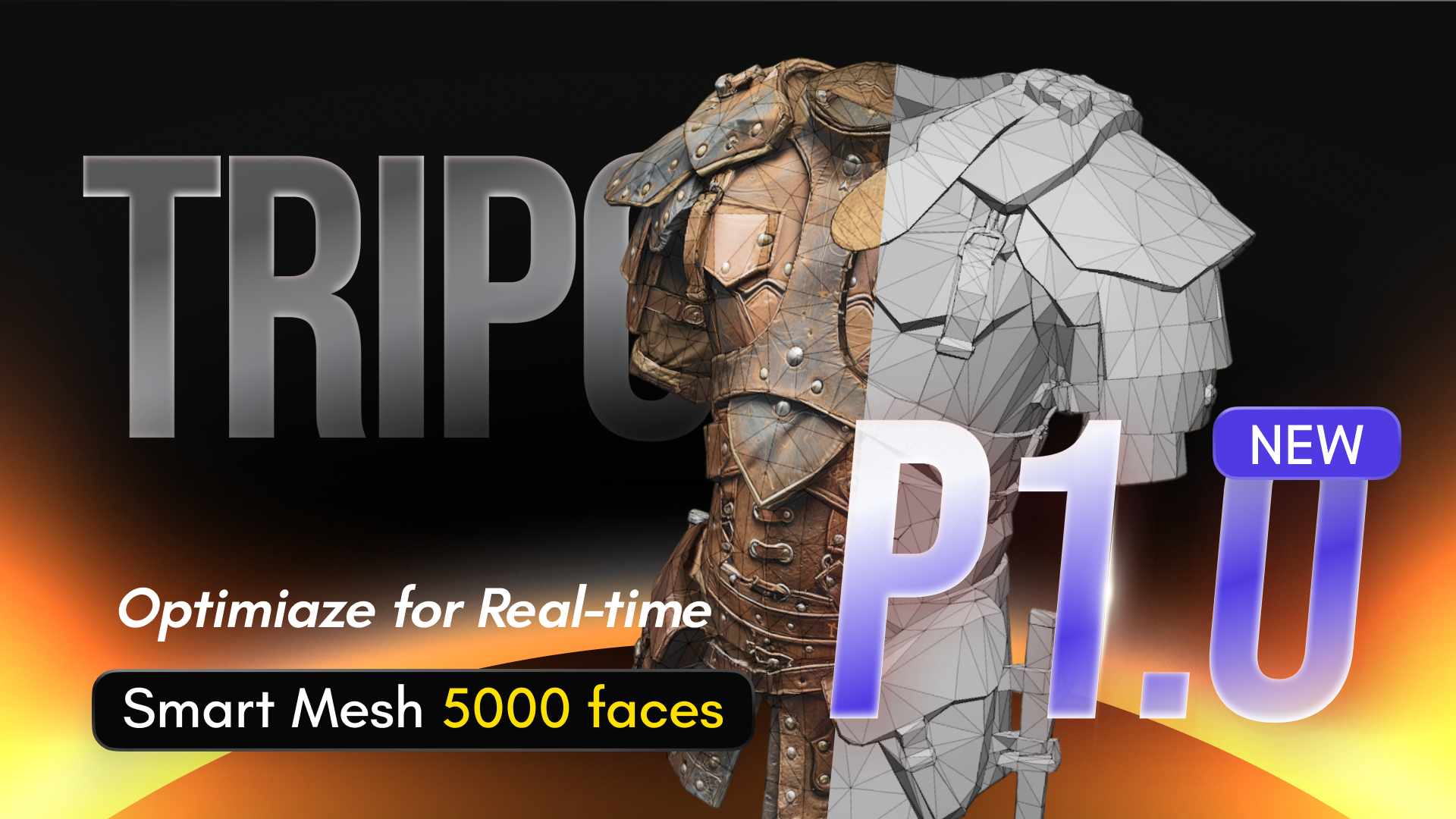 Tripo AI Smart Mesh P1.0 - clean topology 3D models generated by AI