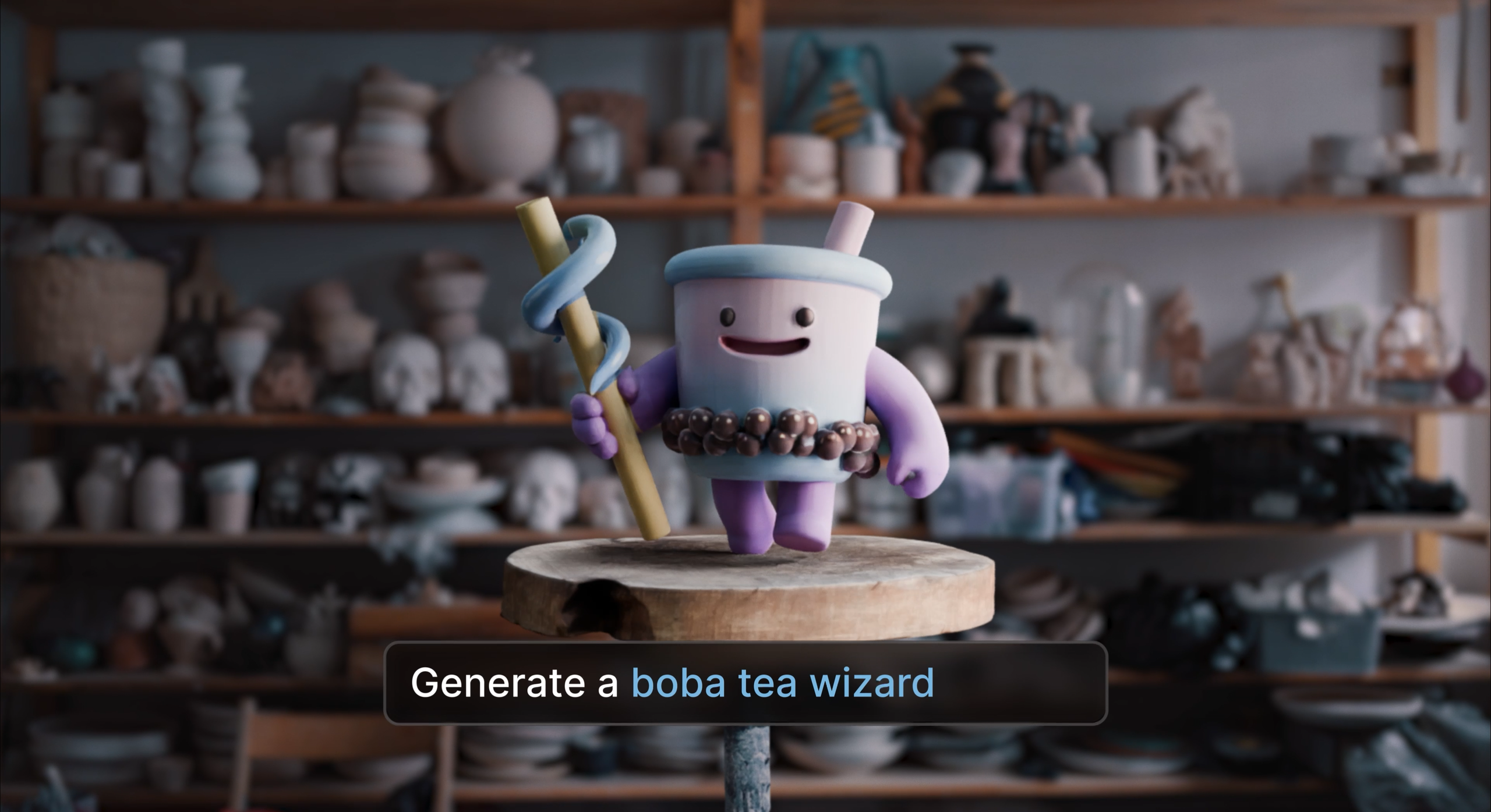 Wonder 3D - Boba Tea Wizard 3D character generated by AI