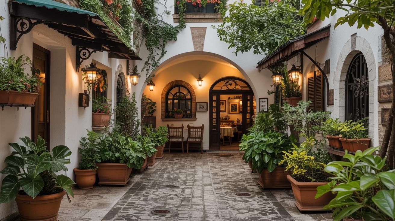 AI-generated overgrown courtyard environment from Marble multi-image-to-world