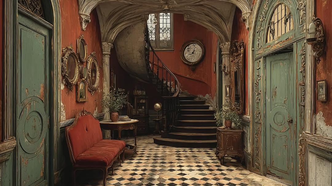 Victorian foyer generated by World Labs Marble from a single image