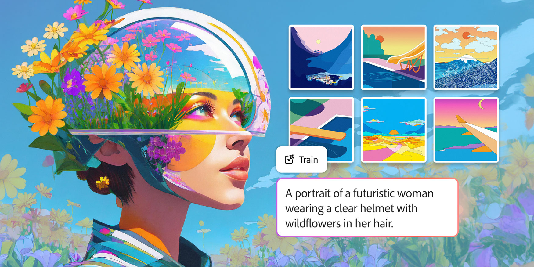 Adobe Firefly custom model generation examples showing consistent style output