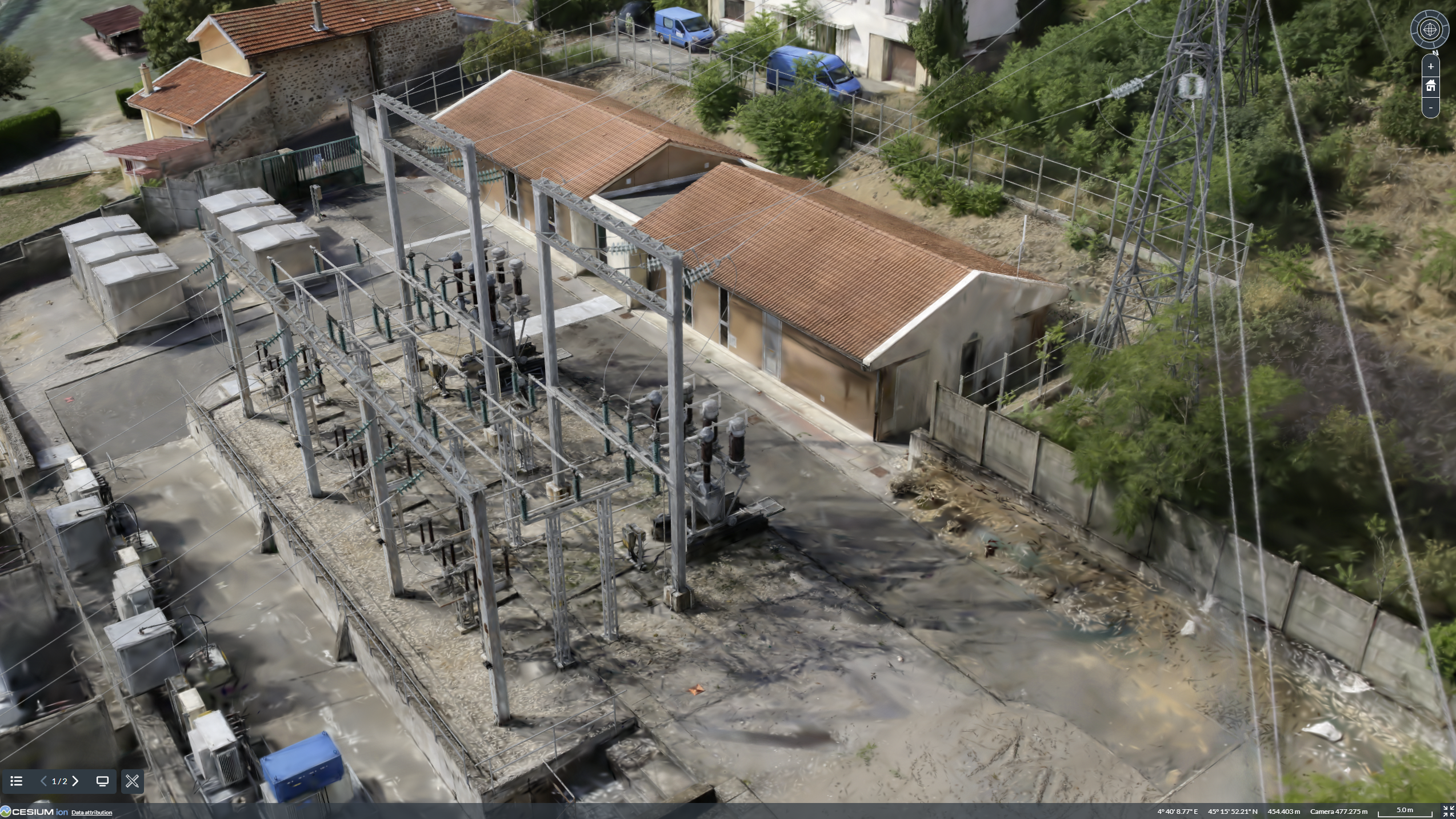 Power station Gaussian splat capture rendered at multiple LOD levels