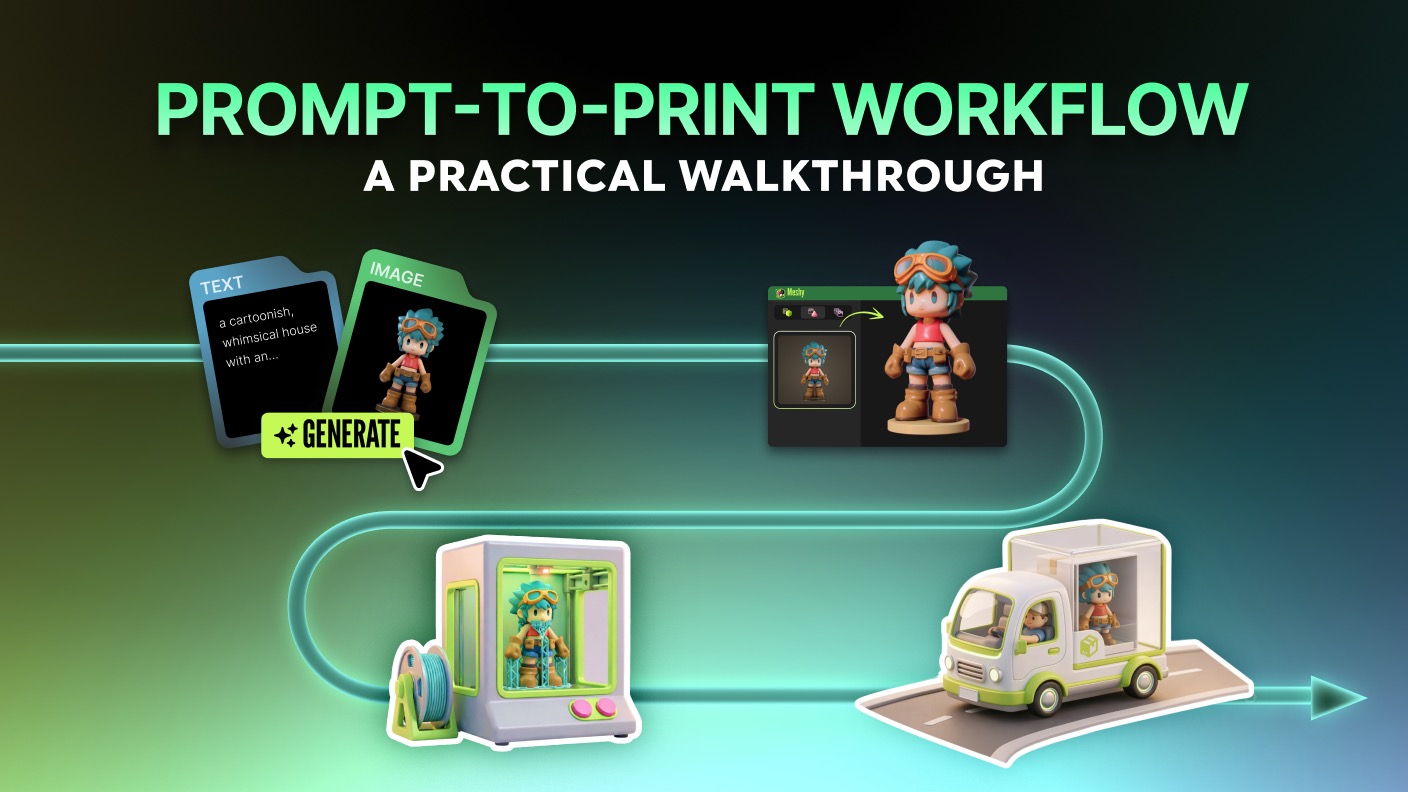 Meshy AI prompt-to-print workflow: from text prompt to 3D-printed physical object