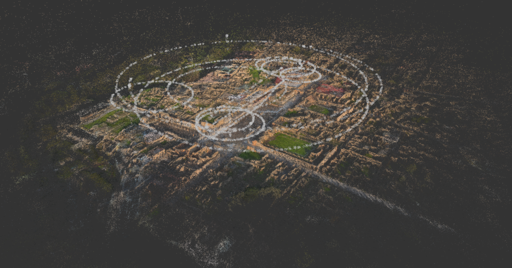 Pompeii Forum processed as 3D Gaussian Splatting in the Splatica pipeline