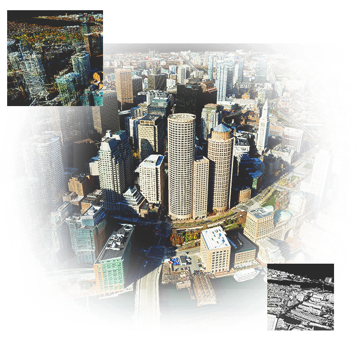 3D textured mesh and wire mesh representations of city buildings in ArcGIS Reality