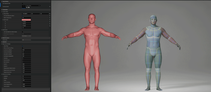 Mesh-to-MetaHuman full body conversion converting an arbitrary humanoid mesh to a rigged MetaHuman