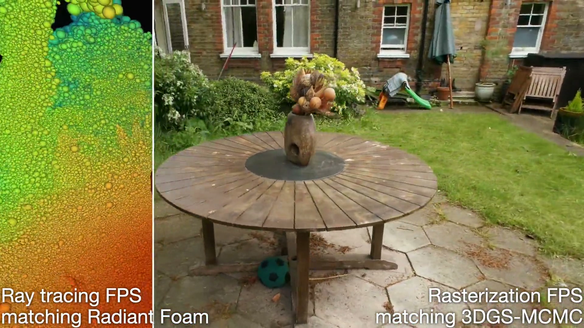 Power Foam teaser showing real-time differentiable rendering of a 3D scene