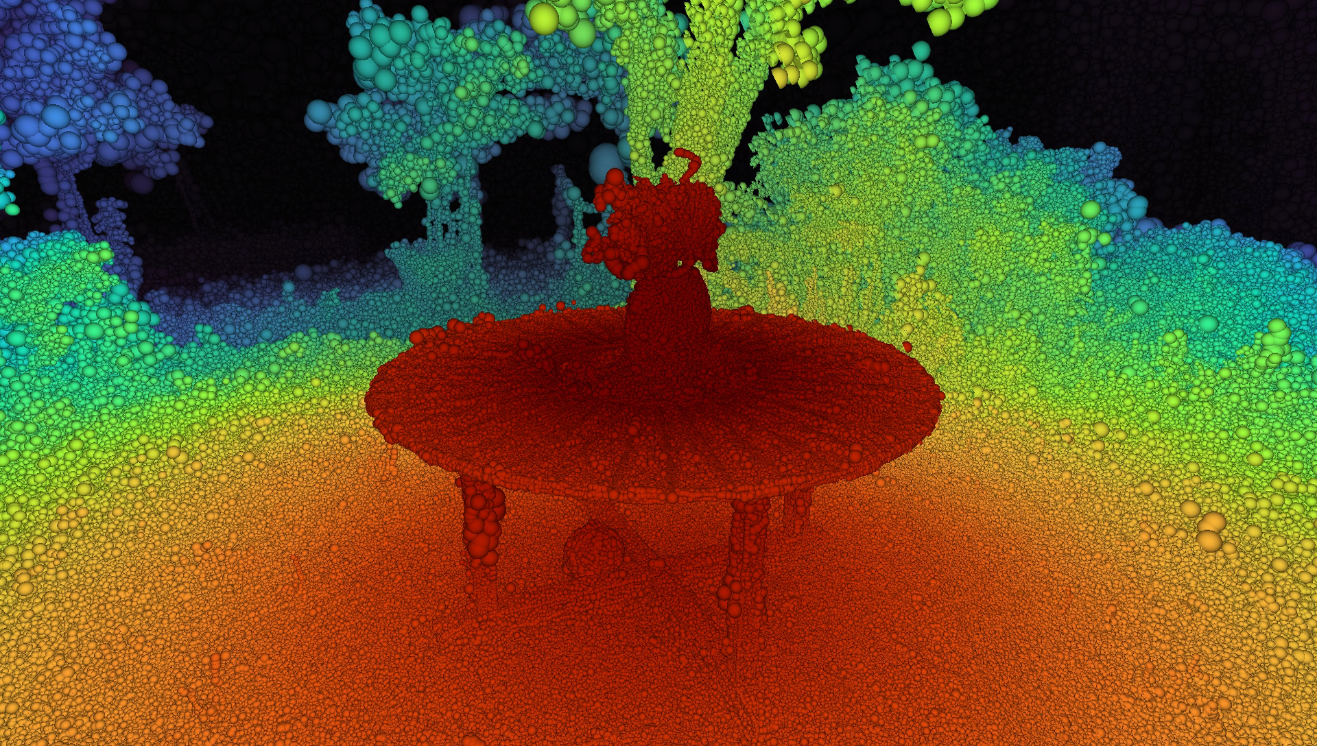 Power Foam trajectory distance heatmap showing scene reconstruction quality