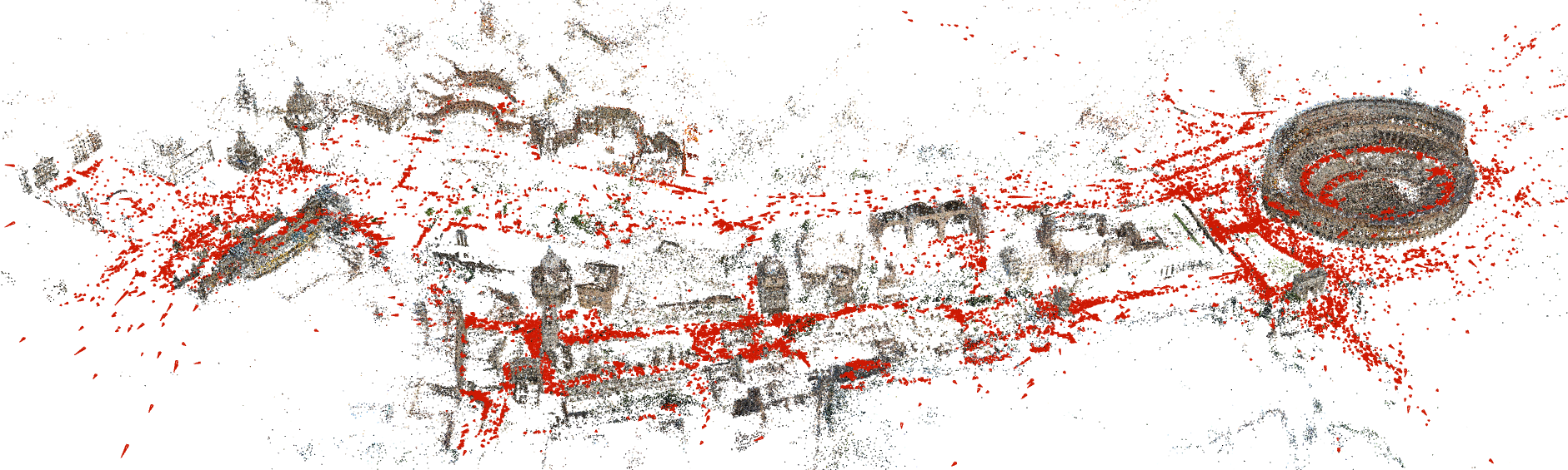 COLMAP sparse Structure-from-Motion reconstruction of central Rome built from 21,000 photos