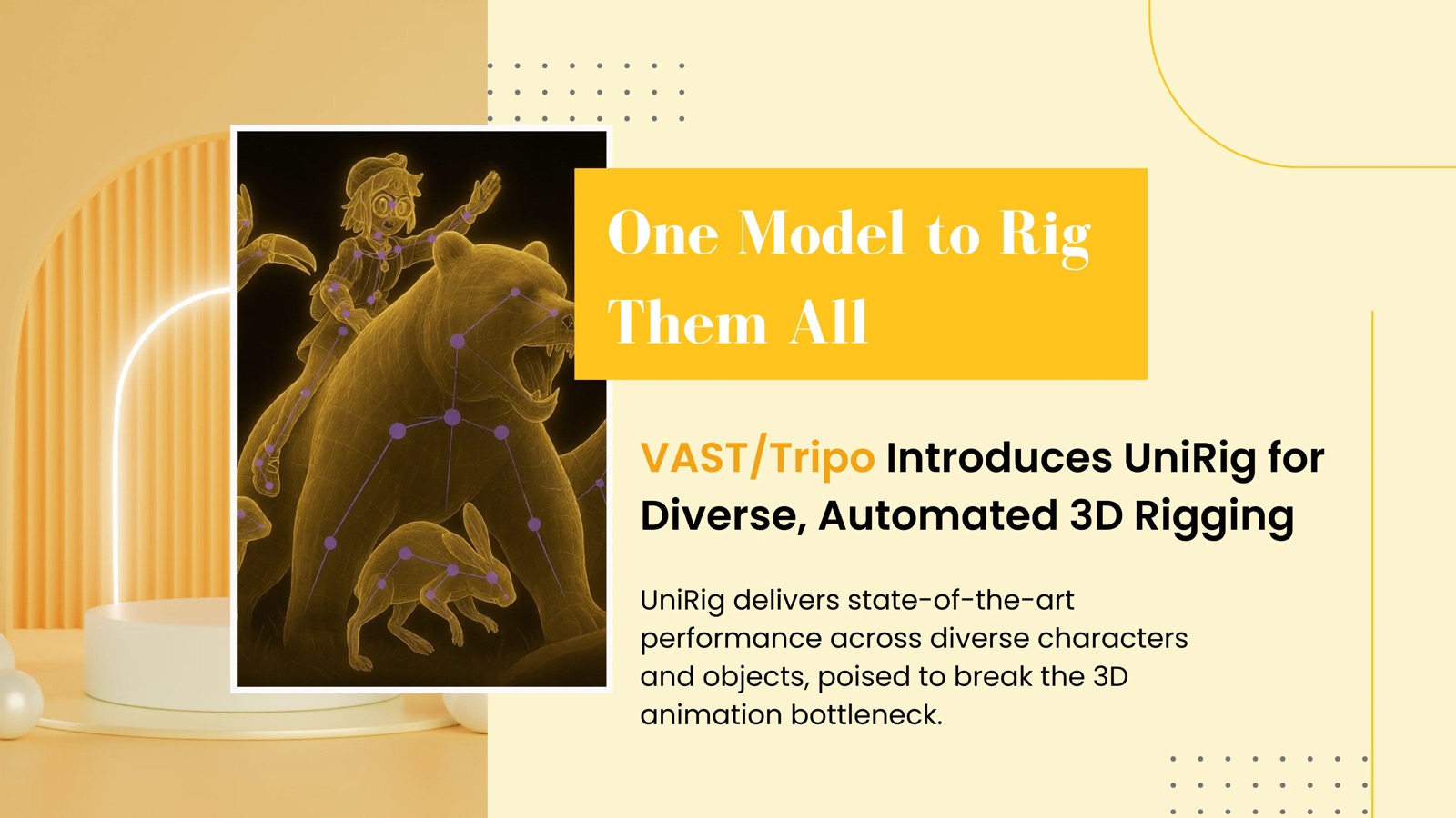 VAST UniRig automatic skeleton rigging across diverse 3D models