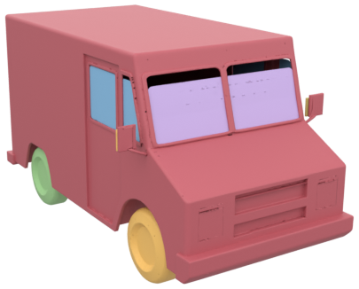A generated mesh decomposed into its individual labelled parts
