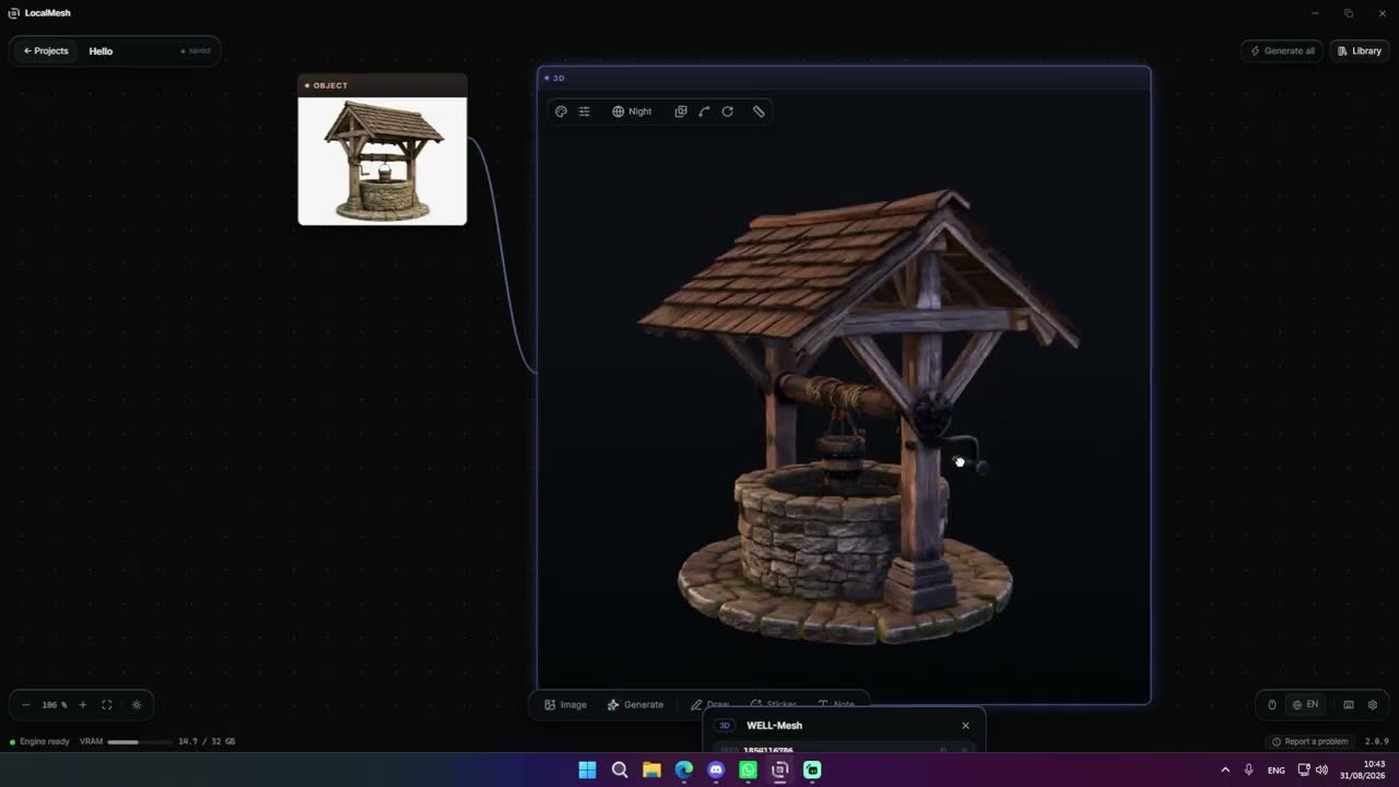 A single photograph being converted into a textured 3D mesh in LocalMesh