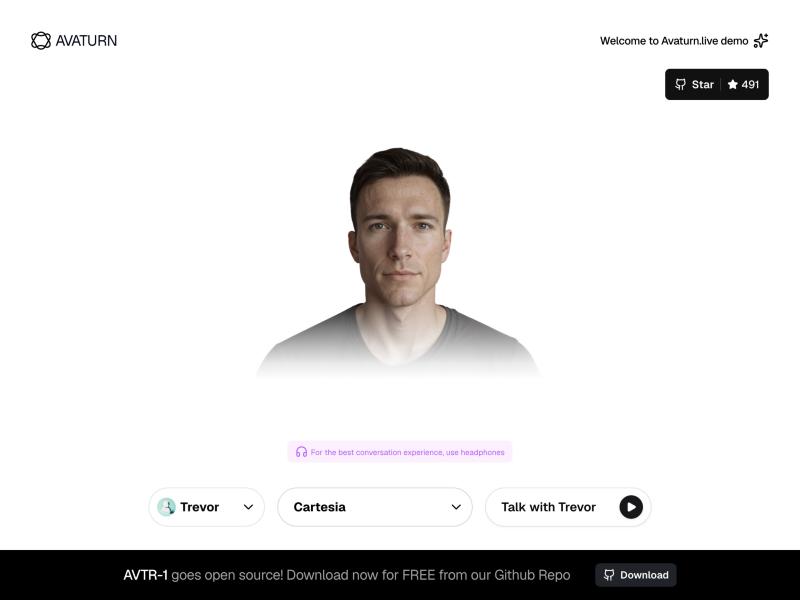 A second photorealistic AVTR-1 avatar named Trevor in the live demo