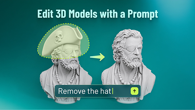 Meshy Edit announcement graphic showing selective 3D model editing